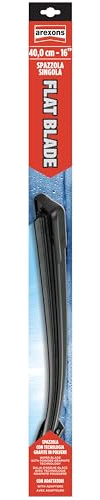 AREXONS - Bürste Flat Blade 40 cm, Aerodynamisches Design | Mit Adapter-Set, für traditionelle und neue Scheibenwischer, Graphitgummi, Kunststoffgehäuse mit hoher Widerstandsfähigkeit
