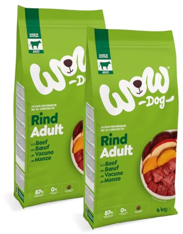 WOW Dog Hunde Trockenfutter mit Rind 2 x 6kg | ohne Getreide & Zucker