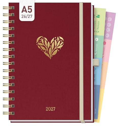 Häfft® Lieblings-Timer Deluxe Kalender 26/27 A5 Magic Heart | 17 Monate Ringbuch-Kalender mit Wochenplaner mit Hardcover und Spiralbindung, Terminkalender von August 26 bis Dezember 27