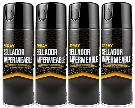 Etrexonline Spray Sellador Impermeable Negro 400 ml, para Grietas y Fugas, Secado Rápido, Alta Adherencia, para Metal, Madera, PVC y Cemento, Uso Interior y Exterior, 4 x 400 ml
