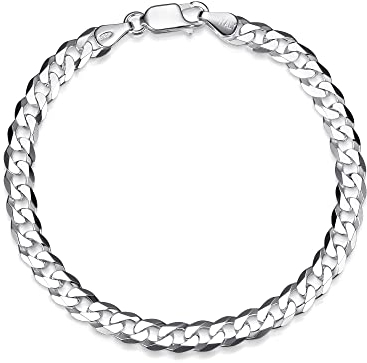 Massives Panzerarmband, 6mm - 925 Sterling Silber, Länge 16-25cm