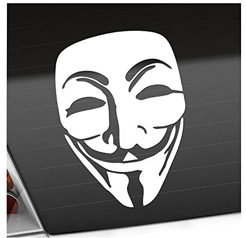 Kiwistar - Autoaufkleber - Anonymous Maske - Heckscheibenaufkleber - Aufkleber für Auto Kfz Fahrrad, LKW, Truck Mofa