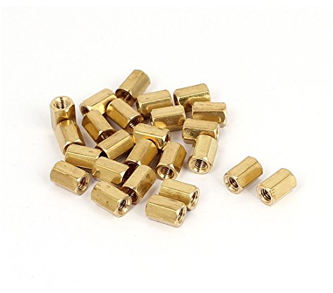 sourcing map 25 Stück M3 x 7mm Innengewinde Messing Sechskant Abstands Bolzen Abstands Mutter