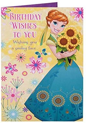 Disney Frozen Anna & Her Sunflowers Beautiful Disney Birthday Greeting Card New Gift Girl Age