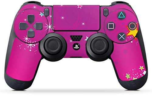 DeinDesign Skin kompatibel mit Sony Playstation 4 PS4 Controller Folie Sticker Sterne pink Glitzer Look