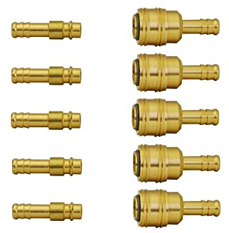 1/2/5/10 Stecker mit Druckluftkupplung Messing Schnellkupplung mit Schlauchtülle 9mm Ventilsteckdose (5)