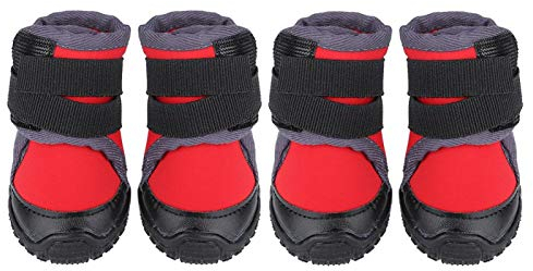 Hundeschuhe Pfotenschutz Hundestiefel Anti-Rutsch Hundeschuhe wasserdichte Hund Schuhe Outdoor Sportschuhe für mittlere und große Hunde Zum Jagen Gehen(#45-Rot)