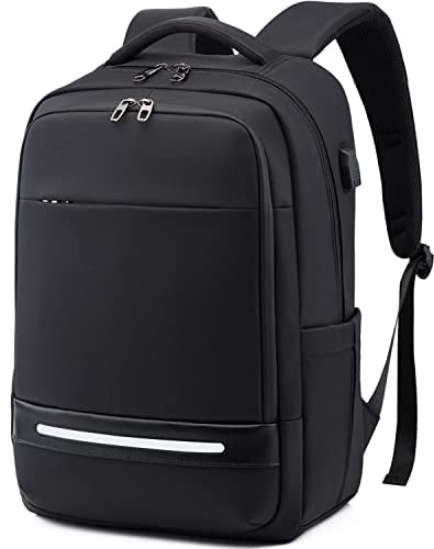 VODLBOV Laptop Rucksack Herren, 17 Zoll Business Arbeit Rucksack Wasserdicht Rucksack Schulrucksack Tasche Damen Daypack mit USB Ladeanschluss Rucksack Männer Frauen Schule Arbeit Reisen, Schwarz