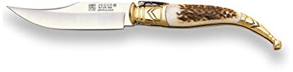 Joker Klappmesser Sevillana NC00 mit Messingzwinge und Hirschhorngriff, 10,7 cm MOVA Klinge, Werkzeug für Fischerei, Jagd, Camping und Trekking