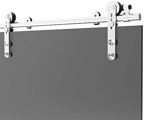 Kit Porta Scorrevole da 5FT / 152 cm con Binario Scorrevole, Acciaio inossidabile Armadi Scorrevoli Kit, per Porta Scorrevole a Vetro Singolo
