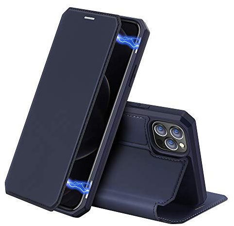 DUX DUCIS Hülle für iPhone 12/12 Pro - 6.1, Premium Leder Magnetic Closure Flip Schutzhülle handyhülle für Apple iPhone 12/12 Pro Tasche (Blau)
