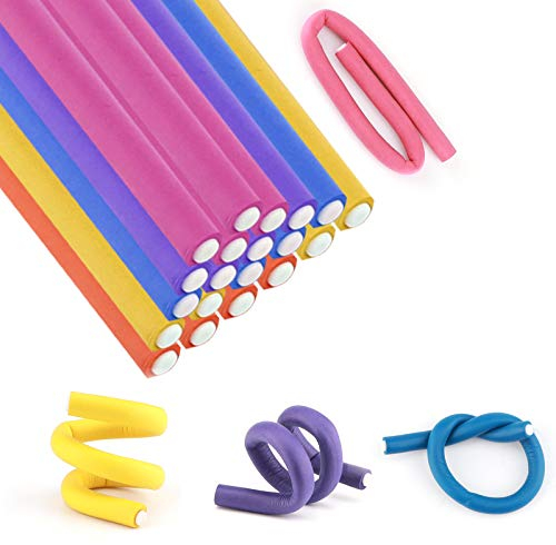 AIEX 20 Stück flexible Curlingstäbe, Haarrollen aus gedrehtem Schaumstoff, Lockenstäbe aus weichem Schaumstoff, ohne Hitze, für Curling- und Frisierwerkzeuge (verschiedene Farben)