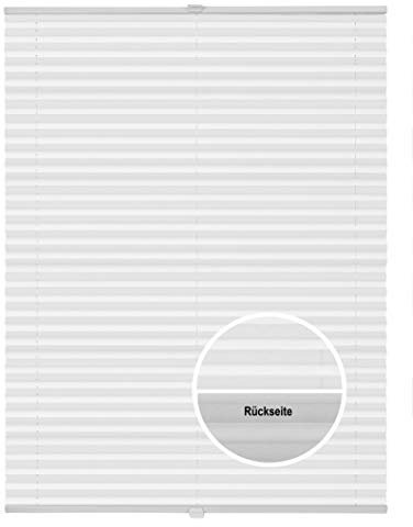 ondeco Plissee Thermo ohne Bohren mit Klemmträger,Sonnenschutz für Fenster innen, lichtschutz und Blickdicht, Faltrollo Sichtschutz für Tür, Jalousie Rollo leicht verdunkelnd Weiß 115x130 cm