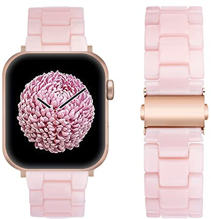 SEURE Kompatibel mit Apple Watch Armband 38mm 40mm 41mm 42mm Damen Herren Resin Harz Ersatzarmband Leicht Ersatz für Watch Series 10 9 8 7 6 SE 5 4 3 2 1 Hellrosa