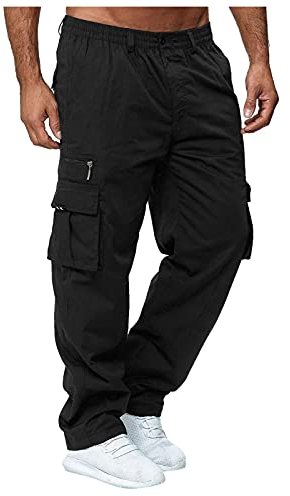 Herren Cargohose Regular Fit Einfarbig Straight Breite Freizeithose Funktioneller-Stil Cargo Jogginghose Tactical Outdoorhose Mit Vielen Taschen Shot Sport Campinghose Trekkinghose