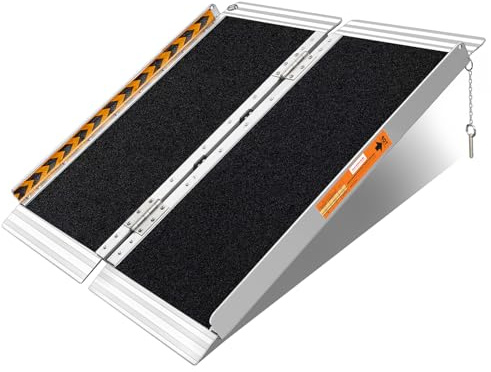 FACHNUO 3 Feet Portable Wheelchair Ramp, Non-Skid Aluminum Handicap Ramps with Handle, Folding Threshold Wheel Chair Ramp for Home Steps, Stairs, Entry, Threshold, Curbs, Stairs, 800LBS Capacity