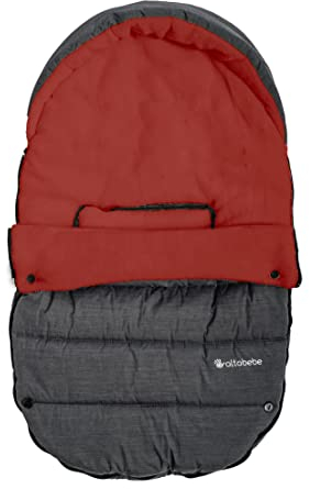 Altabebe AL2004P-79 Winterfußsack für Babyschale und Autositz, dunkelgrau/rot