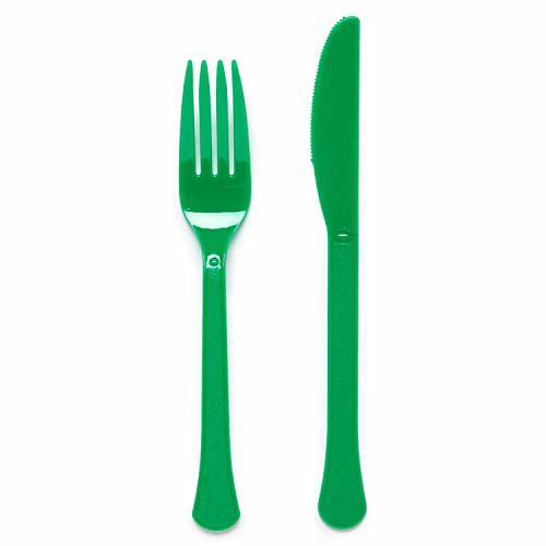 Amscan 9915411-208 - Green Eco-Friendly Re-usable Dishwasher Safe Mixed Cutlery - 24 Pack