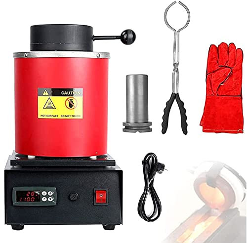 Piccolo Forno Di Fusione Ad Alta Temperatura,Forno Elettrico Di Fusione Dell'oro Da 1800W,Macchina Del Forno Di Fusione Digitale 1150 ℃,Per Il Riscaldamento Della Fusione Dei Metalli,Red-3kg