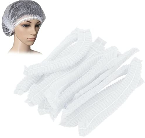HOT BARGAINS Disposable Hair Nets, Non-Woven Bouffant Caps for Catering and Food Service, White, 21 Inch, Pack of 100