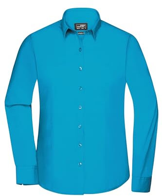 James & Nicholson Damenbluse Poplin Langarm - Taillierte Bluse in pflegeleichtem Materialmix | Farbe: turquoise | Grösse: S