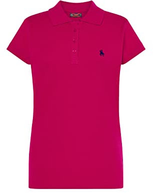 S&C - Polo Donna Manica Corta - Polo Donna Custom Fit Leggermente vestibilità - Bordatura a Maniche e Collo a Costine - Made in Cotone e in Spagna, Fucsia, XXL