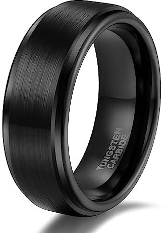 Titaniumcentral Ring Herren Damen Schwarz Wolframcarbid Gebürstet Verlobungsringe Eheringe Trauringe 6mm 8mm