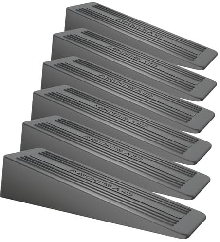 6 PCs Rubber Door Stops Indoors - Anti-Skid Durable Door Stoppers for Floor - Heavy Duty Rubber Door Wedges Indoors - Grey Doorstops Wedge