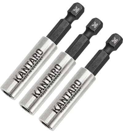 KANTARO 8013 Universal Bithalter (3 Stück) magnetisch Edelstahlhülse E6.3 L58mm Made in Germany