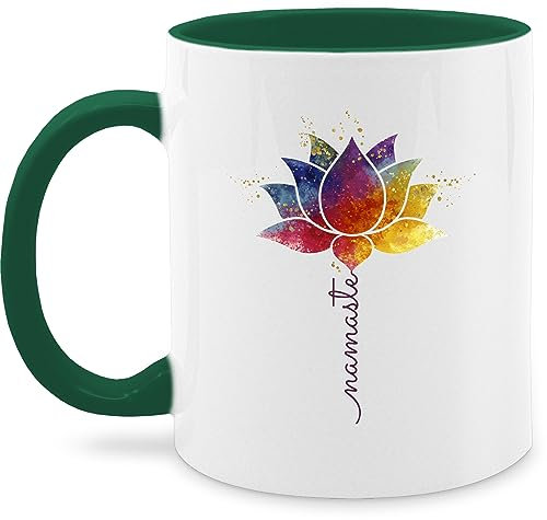 Tasse Tassen 325ml - Namaste Lotusblüte Yoga Mandala Spirit Wellness Meditation - 325 ml - Dunkelgrün - esoterik yoga-tasse joga lotusblume mug spirituelle yoga+tasse geschenke teetasse spirituell