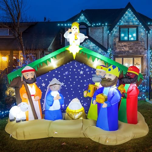 Funflatable Aufblasbare Weihnachtskrippe für den Außenbereich, 2,4 m