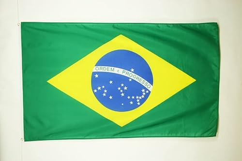 AZ FLAG - Bandiera Brasile - 150 x 90 cm in poliestere - Bandiera brasiliana con occhielli in ottone incorporati - 80 g