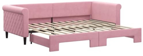 vidaXL Divano Letto con Letto Estraibile Rosa 90x200 cm in Velluto, Divano Letto, Letto a Scomparsa, Divano Letto Imbottito, Letto da Giorno
