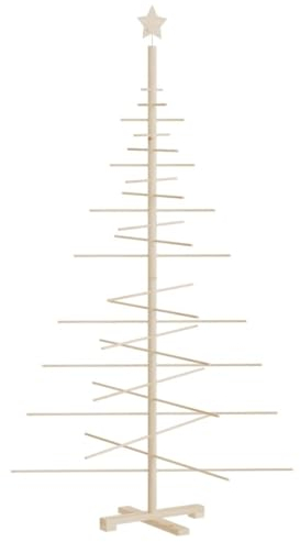 vidaXL Albero di Natale Decorativo in Legno 180 cm Legno Massello Pino, Albero di Natale Decorativo, Albero Natalizio Decorativo, Albero Natalizio