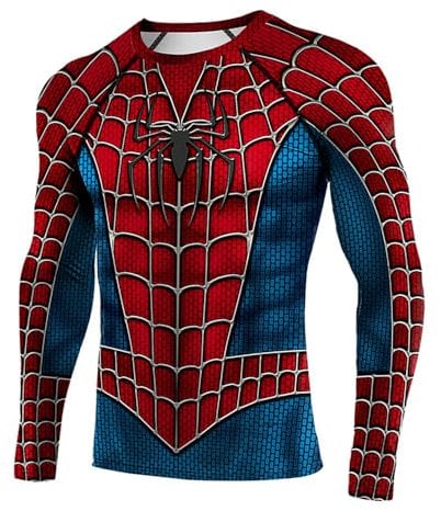 WalnutKing Men's 3D Superhero High Elastic Compression Tight Fitness Sport Long Sleeve T-Shirt (UK, Alpha, XXL, Regular, Regular, B137-040)