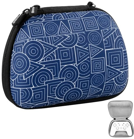 Geekria Tragetasche kompatibel mit Google Stadia Controller, Hartschalen-Tragetasche, Schutzhülle mit innerer Netztasche für Ladekabel (blau)