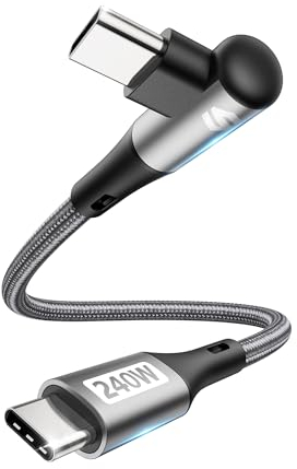 Silkland USB C auf USB C Kabel Kurz 30CM Winkel 240W 48V/5A, PD3.1&QC4.0+ Ladekabel 90 Grad für Android Auto, iPhone 16 15/Pro Max, Samsung S24 Ultra S23 S22 S21, MacBook Pro/Air, iPad Pro/Mini, Pixel