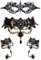 JewelryWe 4 PCS Maske Halskette Armbänder Set Schwarz Sexy Venezianische Spitze Augenmaske Gold Punk Choker Kette Halsband Armreifen Damen Maskerade Kostüm für Halloween Karneval Party Cosplay