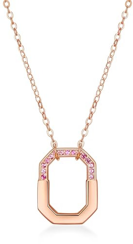 JENDEAR Damen-Halskette mit Schloss-Anhänger: 925er Silber, Zirkonia-Verzierung – Stilvoller & Frauen Hypoallergener Rose Gold Schmuck