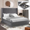 Ottoman Bed Frame with Mattress Included, Gas Lift Up Bed Upholstered King Size Bed Frame, Wooden Slats Space Saving UKFR Velvet Bed Frame with Storage, 5ft Dark Grey King