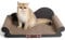 ComSaf Cat Scratcher Cardboard, 67 cm Cat Scratching Lounge Bed, 2 in 1 Large Scratching Board for felines, Recyclable Scratch Pad, Durable Sofa Shaped Scratch Bed Protects Furniture