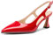 NobleOnly Donna Chiusa a Punta Medio Gattini Tacco Heel Slingback Pumps Fibbia Dress Casual Slip-on Scarpe 6.5 CM Heels Rosso 37 EU