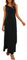 Hount Sommerkleid Damen Rundhals Freizeitkleider Elegant Maxikleid Langes Tank Kleid mit Taschen (M, Schwarz)