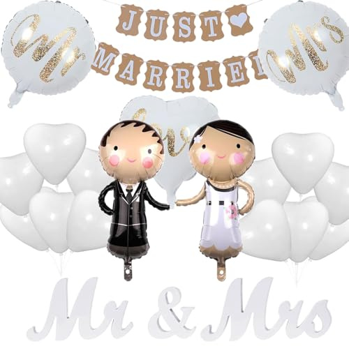 Set Luftballons für Hochzeit, Brautpaar, Dekoration, Just Married, Empfänge, Gartenpartys