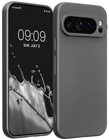 kwmobile Handyhülle für Google Pixel 9 Pro Hülle - weiche Silikon Case metallisch schimmernd - Schutzhülle Cover - Metallic Grau