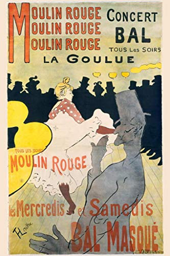 Metallschild Moulin Rouge Masked Ball Dance Paris Frankreich Toulouse Lautrec Vintage Dekor Kunst Schild Home Küche Bar Cafe Club Höhle Wanddekoration Retro Blechschild 20 x 30 cm