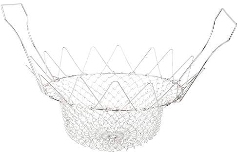 Cestello per Friggere Pieghevole Acciaio Inossidabile per Risciacquo a Vapore Cestello per Frittura per Alimenti Fritti Colino Cestello per Cottura Forniture per Cucina Ristorante