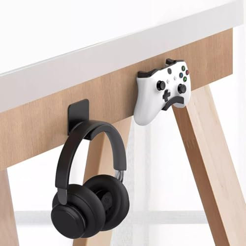 Fiorky Headphone Hanger Holder Wall Mount, Universal Wall Mount Holder Adhesive Headphone Hook Headphone Holder for Easy Damage-Free Wall Desk Or PC Mounting,Gaming Headset Hanger Under Desk