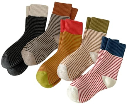 OTAODKA Athletics Socks for Women and Girls, Cotton Socks Cute Ankle Sock (US, Numeric, 5, 8, Regular, Regular, 5 Pack Stripes Bright)
