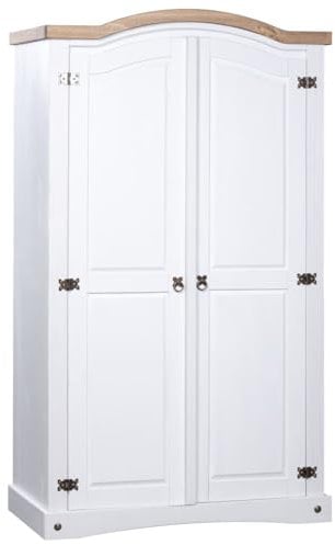 NQJIBUE Cabinets & Storage Wardrobe Mexican Pine Corona Range 2 Doors White Cupboards & Wardrobes